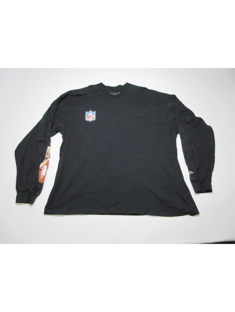 Mitchell & Ness Crew Neck NFL Mens T-Shirt Long Sleeve Size XXL Black